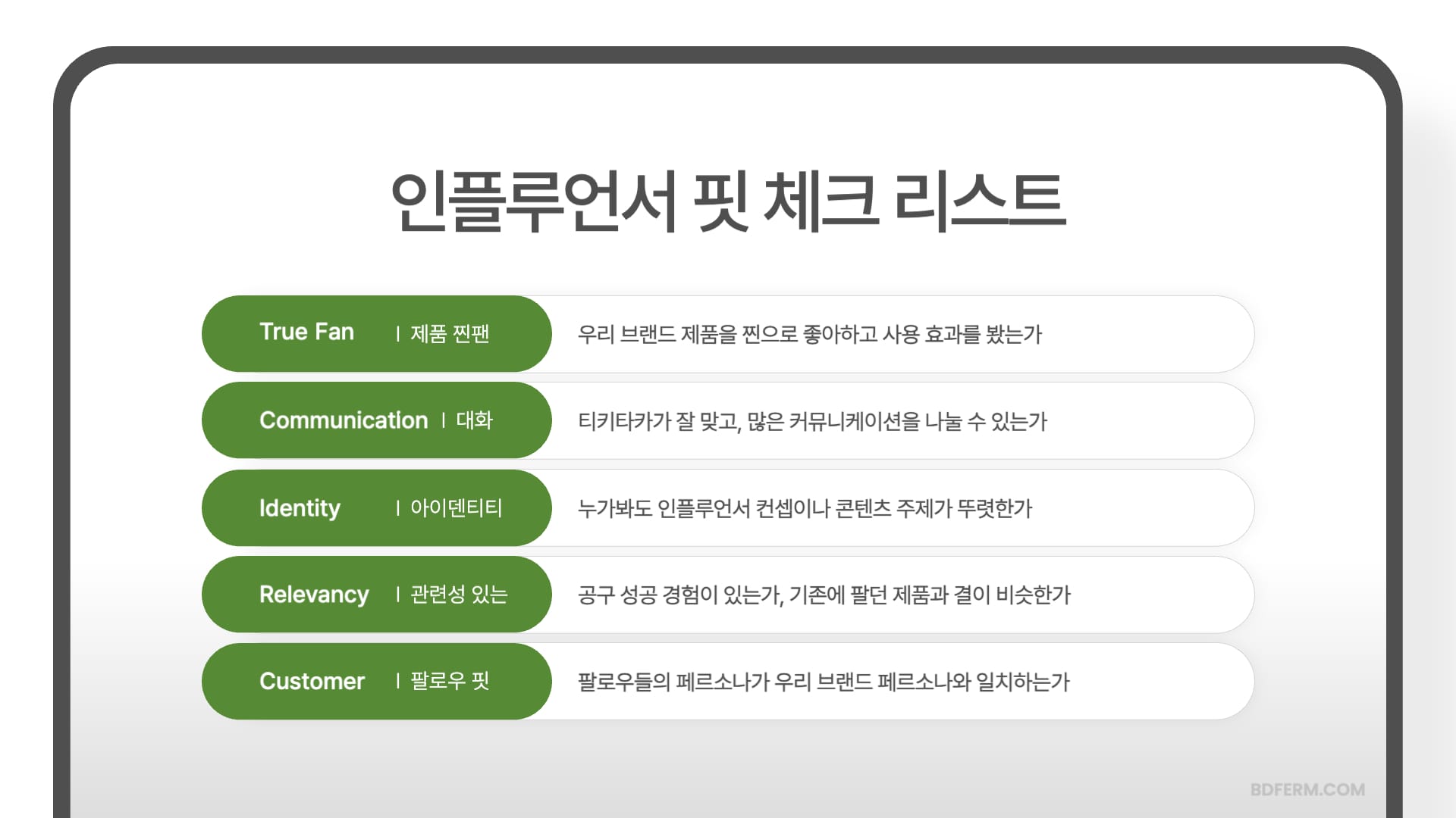 인플루언서 공구 핏 체크리스트